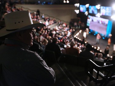 The audience watches the bidding action during the GMC Rangeland Derby canvas auction at Stampede Park on Thursday March 22, 2018. 
Gavin Young/Postmedia
