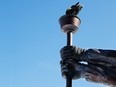 The Share the Flame statue at the Canada Olympic Park at WinSport.