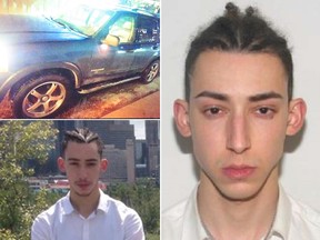 Calgary police released these images of Abderrahmane "Adam" Bettahar, being sought as a "person of interest" in a suspicious death in Marlborough Park on Sunday, March 25. He is believed to be driving the dark blue Ford Explorer also pictured.