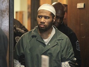 In this Jan. 20, 2016, file photo, Ali Muhammad Brown, of Seattle, is escorted into court in Newark, N.J. (Patti Sapone/NJ Advance Media via AP, Pool, File)