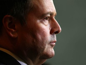 Jason Kenney, current leader of the United Conservative Party in Alberta, speaks to media at the Petroleum Club in Calgary on Friday, March  23, 2018. Kenney was reacting to the NDP Alberta budget which was tabled on Thursday. Jim Wells/Postmedia
