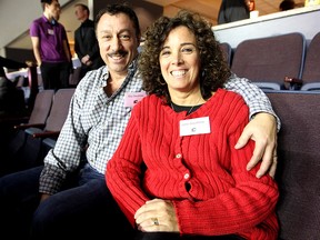 Guy Gaudreau, pictured here with his wife Jane, suffered a cardiac event on March 25, according to the Calgary Flames. Johnny Gaudreau will miss tonight's game against the Los Angeles Kings to be with his father.