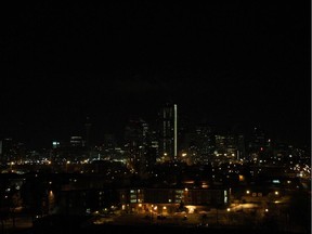 Calgary's skyline during Earth Hour on March 23, 2013.