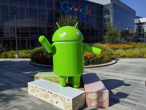 This photo provided by Google shows the Android Nougat statue, officially unveiled Thursday, June 30, 2016, at Google campus in Mountain View, Calif.