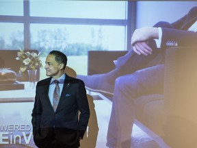 Alberta Finance Minister Joe Ceci used virtual reality for his pre-budget shoe event at Startup Edmonton on March 20, 2018. He will table the 2018 Alberta budget on Thursday.