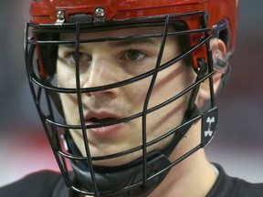 Roughnecks Riley Loewen during warm up before National Lacross League game action between the Vancouver Stealth and the Calgary Roughnecks at the Scotiabank Saddledome in Calgary, Alta. on Friday January 6, 2017. Jim Wells/ Postmedia