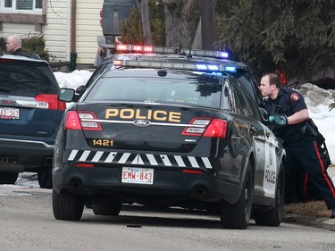Calgary police respond to a shooting in the northeast community of Abbeydale which injured an officer on Tuesday, March 27, 2018.