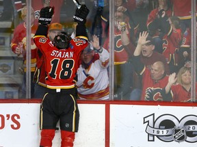 Stajan celebrates after scoring on March 31, 2017 (POSTMEDIA)