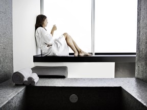 Woman relaxing in bathroom