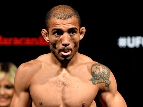 RIO DE JANEIRO, BRAZIL - OCTOBER 24:  Jose Aldo Jr weighs in during the UFC 179 weigh-in at Maracanazinho on October 24, 2014 in Rio de Janeiro, Brazil.  (Photo by Buda Mendes/Getty Images) ORG XMIT: POS2014102416374459