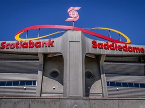 The Scotiabank Saddledome on Monday, April 23, 2018, home of the Calgary Flames. Rookie Coun. Jeff Davison said he will bring forward a motion to create a new city committee to resurrect negotiations with the Calgary Flames for a new arena. Al Charest/Postmedia