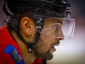 Calgary Flames Oliver Kylington during the pre-game skate before facing the Edmonton Oilers in NHL hockey at the Scotiabank Saddledome in Calgary on Saturday, March 31, 2018. Al Charest/Postmedia