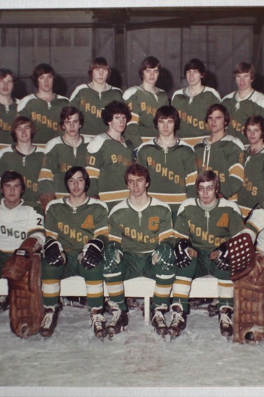 Humbolt Broncos 1972 team photo shows Dr. Terry Henning, left, as head coach of the Broncos from 1972-76. (Chad Hipolito / Postmedia)