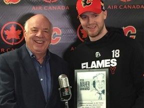 Matt Stajan is this season's recipient of the annual Peter Maher 'Good Guy' Award. Courtesy Aaron Vickers, NHL.com.