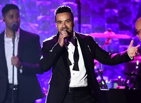 Puerto Rican singer Luis Fonsi performs his song 'Despacito' during the traditionnal Clive Davis party on the eve of the 60th Annual Grammy Awards on January 28, 2018, in New York.(JEWEL SAMAD/AFP/Getty Images)