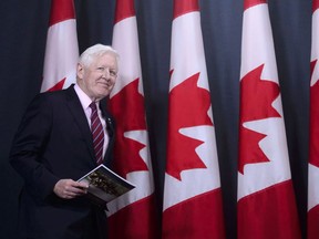 Canadian special envoy Bob Rae releases a report on the humanitarian and security crisis in Myanmar at a press conference in Ottawa on Tuesday, April 3, 2018.