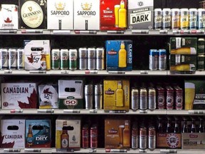 Beer products are on display at a Toronto beer store on Thursday, April 16, 2015.