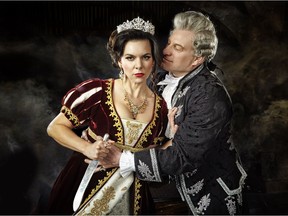 Calgary Opera's Tosca stars Ambur Braid, soprano as Tosca, and Gregory Dahl, baritone, as Scarpia. Courtesy, Trudie Lee.