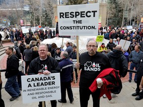 Hundreds came out to the ìRally 4 Resourcesî event in support of the Trans Mountain pipeline at the McDougal Centre in Calgary on Tuesday April 10, 2018. Darren Makowichuk/Postmedia