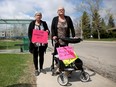 Wendy Chrunik, 58, left and Gail McDonald,64, live in the Riverview Village Community and are upset over the proposed Calgary transit changes near their home. Leah Hennel/Postmedia