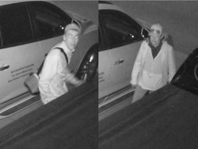 Airdrie RCMP are asking for the public's help to identify two alleged car prowlers, seen here on home video surveillance at about 3:30 a.m. last Wednesday.