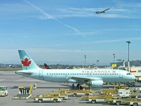 An Air Canada plane sits on the tarmac at Trudeau airport near Montreal, Canada, May 1st, 2018.