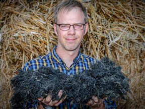 Stephen Christensen, vice president of Canadian Greenfield Technologies, outside the Calgary office, the company's hemp fiber will be used to reinforce concrete in the bobsled and luge tracks at the 2022 Beijing Winter Games. Al Charest/Postmedia