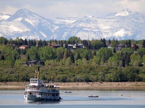 The SS Moyie has been dry-docked by construction on the Glenmore Reservoir and dam.