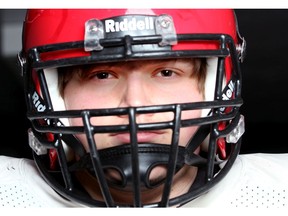 CALGARY, ALBERTA.:  MAY 02, 2013 -- Calgary Dinos Ryan Sceviour poses for a photo at McMahon Stadium in Calgary, Alberta on May 2, 2013. For Sports story by Rita Mingo