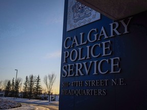 The Calgary Police Service headquarters signage is seen in Calgary on Wednesday, Dec. 7, 2016.