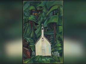 Emily Carr's painting "Church In Yuquot Village" is shown in this undated handout photo. Carr exhibited the 1929 painting as "Indian Church" before it was retitled "Church in Yuquot Village."