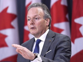 Governor of the Bank of Canada Stephen Poloz speaks during a press conference on the Bank of Canada's interest rate announcement and Monetary Policy Report in Ottawa on Wednesday, April 18, 2018.