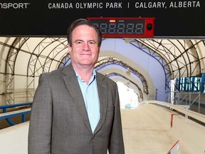Barry Heck, WinSport CEO and President poses at the bobsled start area following an infrastructure  announcement in Calgary on Friday, May 11, 2018. Jim Wells/Postmedia