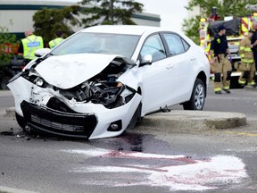 A Ford F150 truck hit this white Toyota and pedestrian Anjna Sharma near Sunridge Mall in Calgary on May 23, 2017. Sharma was killed in the collision.