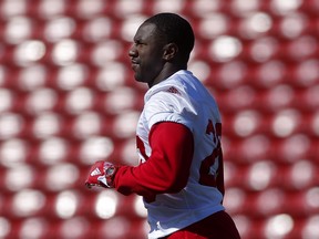 Brandon Smith, right, during Calgary Stampeders training camp at McMahon Stadium in Calgary, on Wednesday May 23, 2018. Leah Hennel/Postmedia