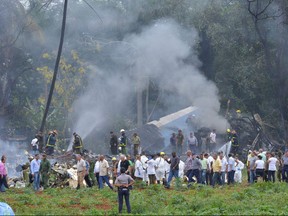 Picture taken at the scene of the accident after a Cubana de Aviacion aircraft crashed after taking off from Havana's Jose Marti airport on May 18, 2018. (ADALBERTO ROQUE/AFP/Getty Images)