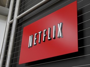 This file photo taken on April 13, 2011 shows the Netflix company logo at Netflix headquarters in Los Gatos, California. (RYAN ANSON/AFP/Getty Images)