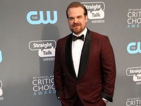 David Harbour attends the 23rd Annual Critics' Choice Awards at Barker Hanger in Los Angeles, Calif., Jan. 11, 2018. (Brian To/WENN.com)