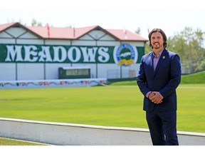Tommy Wheeldon, general manager and head coach for the Cavalry FC premier league soccer team, stands next to what will be the team's new home field at Spruce Meadows on Wednesday June 6, 2018 Gavin Young/Postmedia