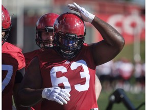 Calgary Stampeders' Derek Dennis.