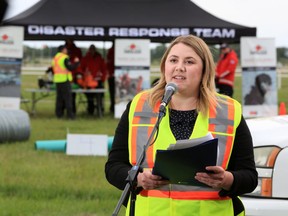 Deborah Drever, MLA for Calgary-Bow spoke at a flood readiness orientation for emergency managers and public works professionals at the High River Rodeo Grounds on Monday June 11, 2018. Gavin Young/Postmedia