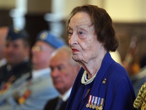 CALGARY, AB: May 14, 2012 -- Dr.Margaret (Marmie) Perkins Hess from Calgary during the Queen Elizabeth II Diamond Jubilee Medal ceremony in Calgary at the McDougall Centre on Monday May 14, 2012 in Calgary where she received the Queen Elizabeth II Diamond Jubilee Medal from His Honour Col. (Ret’d) the Honourable Donald S. Ethell one of about 30 medal recipients who were recognized at the ceremony including Members and Officers of the Order of Canada from Calgary and area. (Photo by Dean Bicknell