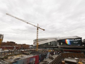 A 2017 file photo shows the Ice District under construction. The Katz Group has approached city council to see if Edmonton will contribute millions of dollars into the public plaza planned for the area.