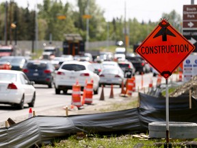 Road constructuion along 14th St. and 90th Ave. S.W. as the summer road construction season has officially kicked off in Calgary on Wednesday June 6, 2018. Darren Makowichuk/Postmedia