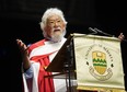 David Suzuki speaks to the graduating class after receiving an honorary degree from the University of Alberta on Thursday June 7, 2018 during the university spring convocation ceremonies at the Northern Alberta Jubilee Auditorium in Edmonton. Suzuki was recognized for his lifetime achievement in promoting science literacy and education, and received an honorary doctor of science degree. (PHOTO BY LARRY WONG/POSTMEDIA)