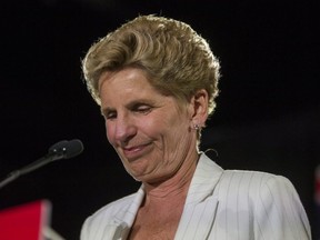 Kathleen Wynne announces she is stepping down as leader of the Ontario Liberal party at the election watching party at York Mills Gallery in Toronto, Ont on Thursday June 7, 2018. (Ernest Doroszuk/Toronto Sun/Postmedia )