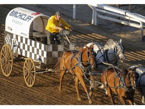 Jason Glass in action in Heat 4 of the Rangeland Derby at the Calgary Stampede in Calgary, Ab., on Thursday July 12, 2018. Mike Drew/Postmedia