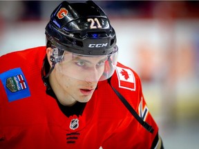 Calgary Flames Garnet Hathaway during NHL hockey at the Scotiabank Saddledome in Calgary on Thursday, March 29, 2018. Al Charest/Postmedia