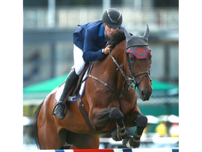 Rodrigo Lambre (BRA) rides Chacciama during the Kubota Cup at the Spruce Meadows North American in Calgary, AB on Wednesday, July 4, 2018. Jim Wells/Postmedia