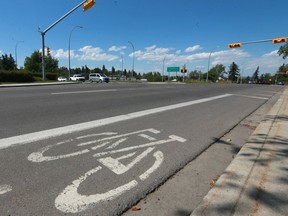 A 75 year old man was killed, Monday July 16, 2018 when hit by a cyclist at the intersection of Richmond Rd and Crowchild Tr SW in Calgary. According to police, the man was crossing the street in a marked intersection and was hit by a a cyclist on northbound Richmond Rd. Police say the cyclist failed to stop for a red light. Jim Wells/Postmedia